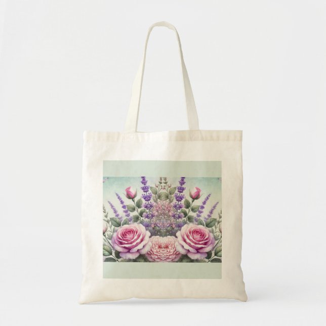 Bolsa Tote Lavanda e barra de presentes do jardim Rosa (Frente)