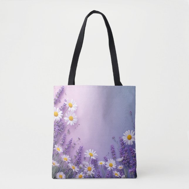 Bolsa Tote Lavanda e Daisy Bloom (Frente)