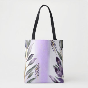 Bolsa Tote Lavanda e Eucalyptus Watercolor