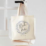 Bolsa Tote Lavanda Elegante Tribo de Noiva de Cores de Água<br><div class="desc">Um doce e elegante presente para a festa noiva,  a bolsa apresenta uma elegante cor d'água da coroa lavanda com verde com "tribo noiva" inscrita no dentro em escrito à mão. Personalize com a data do casamento ou o nome do destinatário.</div>