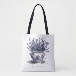 Bolsa Tote Lavanda em Azul Delft, personalizável