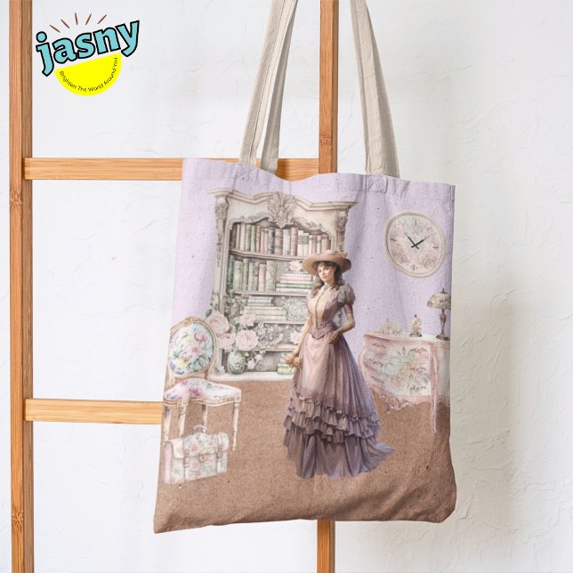 Bolsa Tote Lavanda Floral Vitoriana Única e Antiquada (Criador carregado)