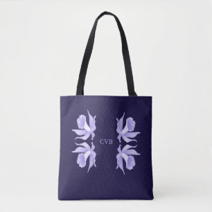 Bolsa Tote Lavanda para iluminar - orquídeas roxas no azul d