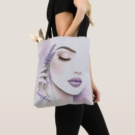 Bolsa Tote Lavanda Roxa Personalizada Mulher Elegante Chic