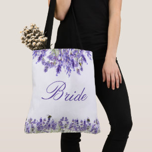 Bolsa Tote Lavanda violeta floral guião noiva