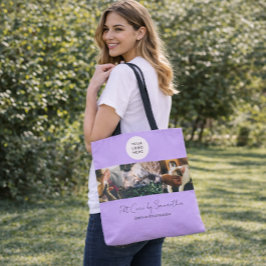 Bolsa Tote Lavender Black Script Logo Photo Pet Care