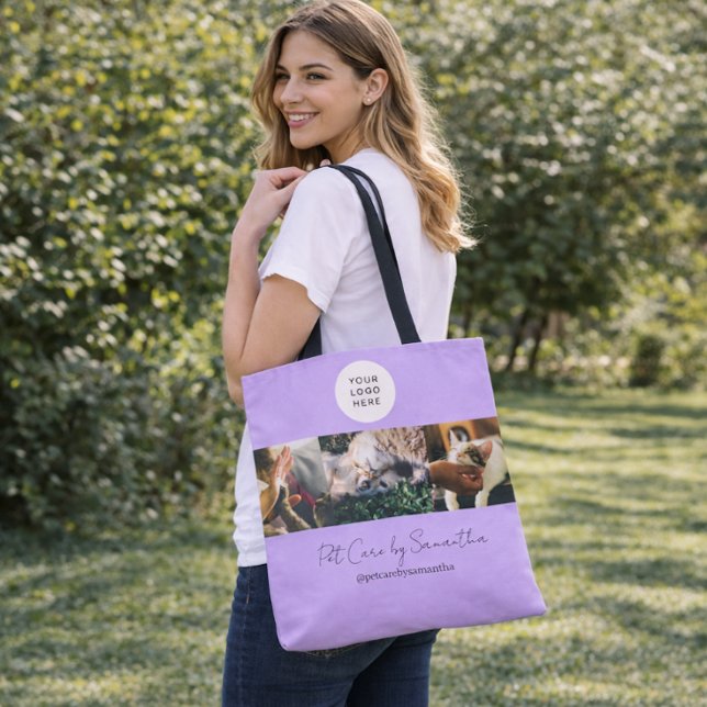 Bolsa Tote Lavender Black Script Logo Photo Pet Care (Criador carregado)
