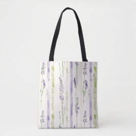 Bolsa Tote Lavender Stripes Floral  