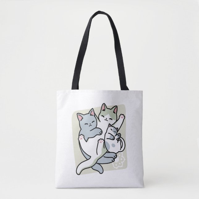 Bolsa Tote Lazer - Design de Gatos Preguiçosos (Frente)