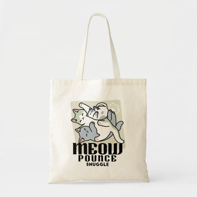 Bolsa Tote Lazer - Design de Gatos Preguiçosos (Frente)