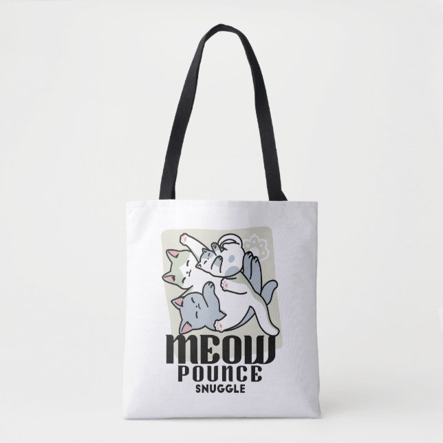 Bolsa Tote Lazer - Design de Gatos Preguiçosos (Frente)
