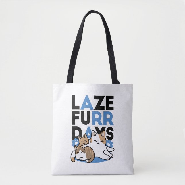 Bolsa Tote Lazer - Design de Gatos Preguiçosos (Frente)