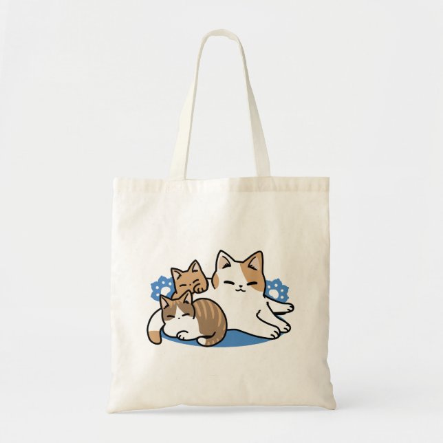 Bolsa Tote Lazer - Design de Gatos Preguiçosos (Frente)