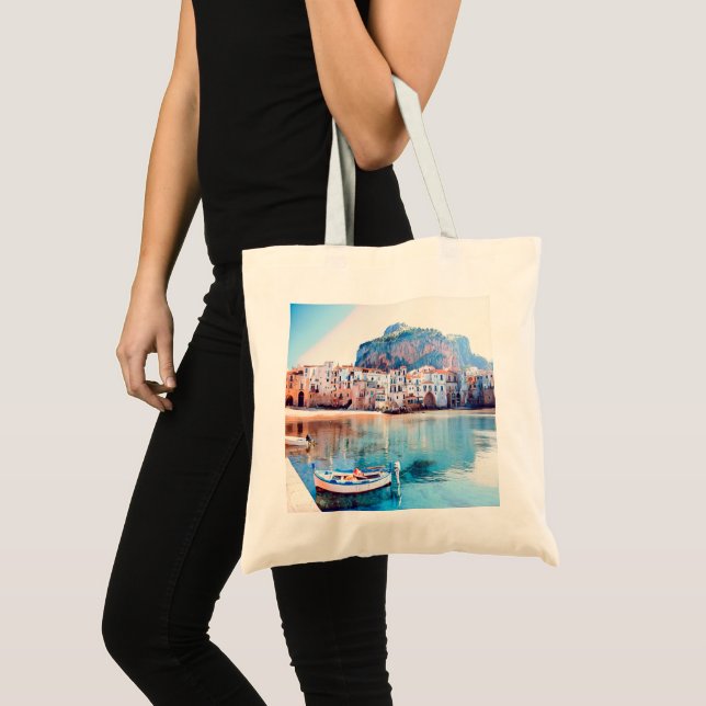 Bolsa Tote ldp CEFALU - Sicília - praia - panorama (Frente (produto))