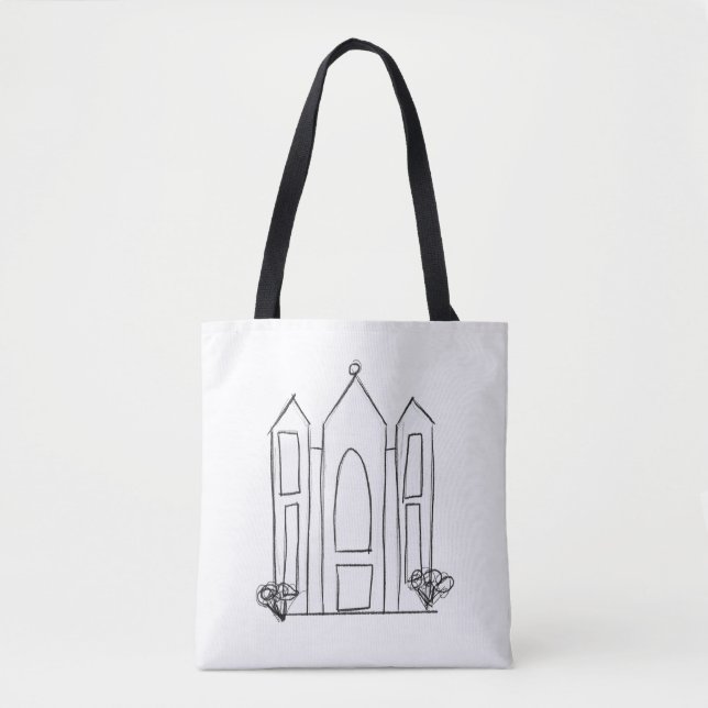 Bolsa Tote LDS Salt Lake City Temple simples mormon moderno (Frente)