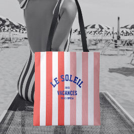 Bolsa Tote Le Soleil Vacances Riviera Cabana Stripe Francês