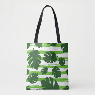Bolsa Tote Lea de palma tropical exótica da selva de impressã