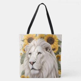 Bolsa Tote Leão Branco Design de girassol Lion Safari