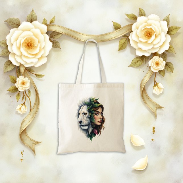 Bolsa Tote Leão Branco e Mulher (Criador carregado)