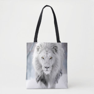 Bolsa Tote Leão branco majestoso na Design da Wonderland de i
