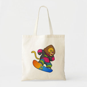 Bolsa Tote Leão como Snowboarder com Snowboard