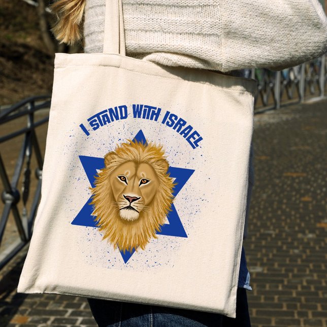 Bolsa Tote Leão de Judah Star de David. Eu fico com Israel (Criador carregado)
