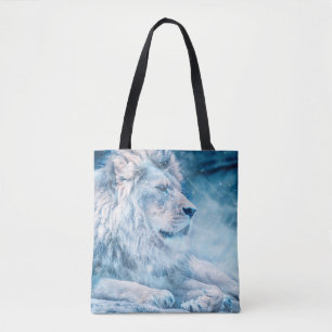 Bolsa Tote Leão de neve deitado em animais de arte