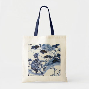 Bolsa Tote Leão e peônia japoneses do vintage