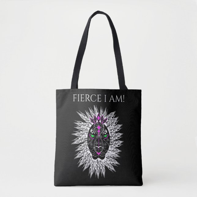 Bolsa Tote Leão feroz, o bolsa, a cara do leão (Frente)