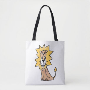 Bolsa Tote leão fofo desenho infantil retrô safári animal da 