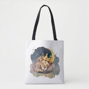 Bolsa Tote Leão rei fofo dormindo na lua