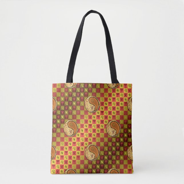 Bolsa Tote Leão & Tigre de Madeira (Frente)