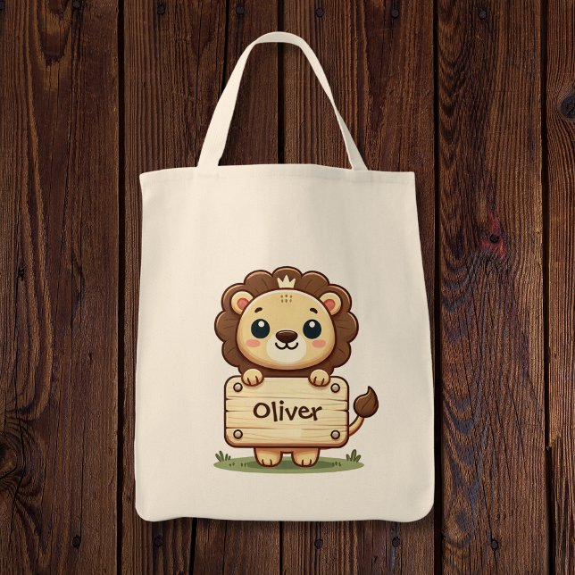 Bolsa Tote Leãozinho Fofo com Placa de Nome (Criador carregado)