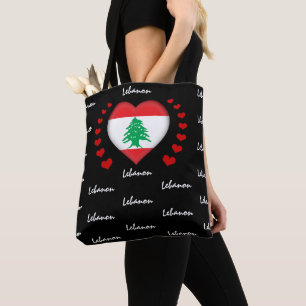 Bolsa Tote Lebanon Flag & Heart, libanês Flag fashion/sport