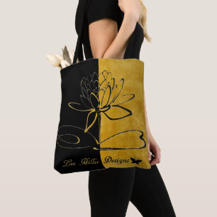 Bolsa Tote Lee Hiller Designs Acentos Preto Dourado Brusco