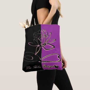 Bolsa Tote Lee Hiller Designs Acentos Preto Violeta Dourado