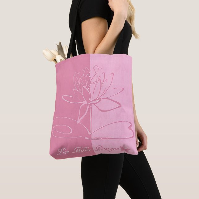 Bolsa Tote Lee Hiller Designs Acentua Rosa sobre Rosa (Close Up)