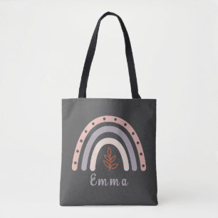 Bolsa Tote Legal Arco-íris Boho com Nome Personalizado