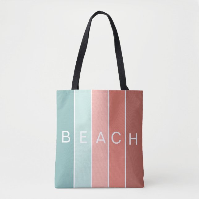 Bolsa Tote Legal faixas modernas azuis e felizes da praia (Frente)