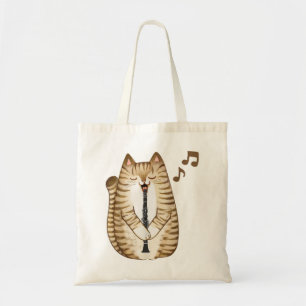 Bolsa Tote Legal Gato A Tocar O Hipster Hippy Clarinet Design