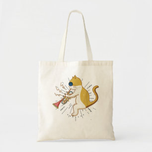 Bolsa Tote Legal Gato A Tocar O Hipster Hippy Clarinet Design