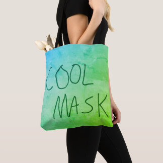 Bolsa Tote Legal Máscara Original Manuscrito Azul e Verde