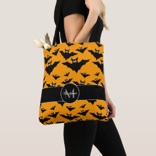 Bolsa Tote Legal morcegos voadores com padrão de Halloween M