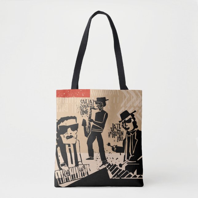 Bolsa Tote legal safra de poster de jazz com trompete (Frente)