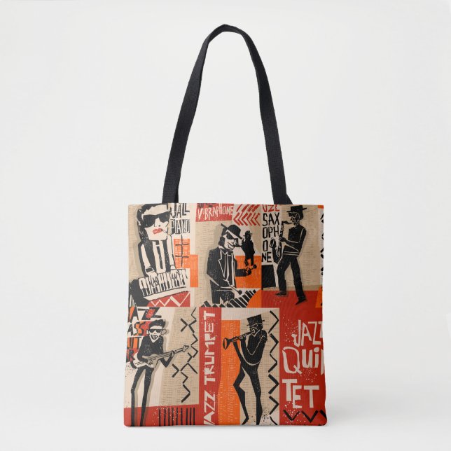 Bolsa Tote legal safra de poster de jazz com trompete (Frente)