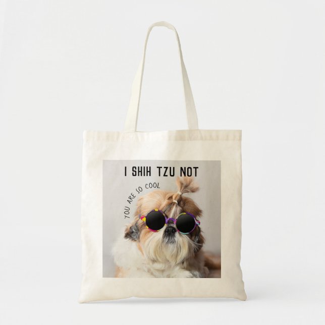 Bolsa Tote Legal Shih Tzu Foto de óculos de sol bonitos e não (Frente)
