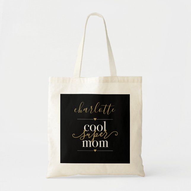 Bolsa Tote Legal Super Mãe Personalizada Preta E Dourada (Frente)