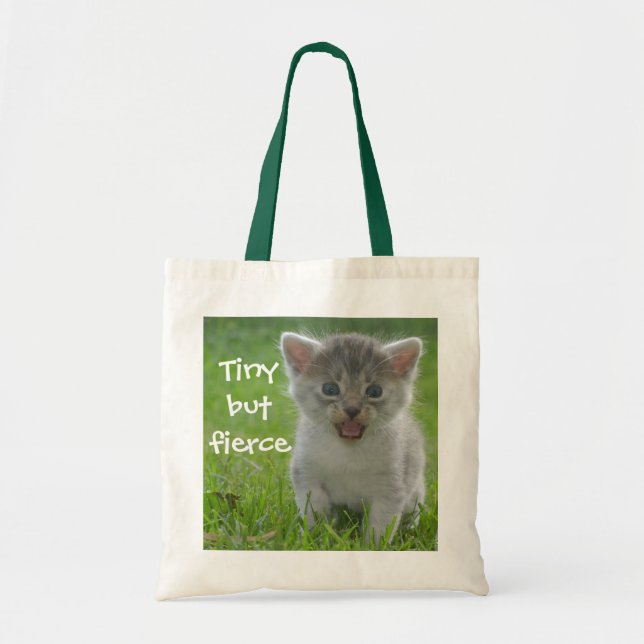 Bolsa Tote Legenda de Kitten Engraçada, Pequena, mas Fierce (Frente)