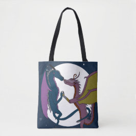 Bolsa Tote Legendary Mythical Dancing Fantasy Dragons Moon