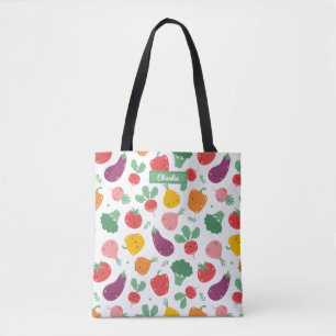 Bolsa Tote Leguminosas bonitas e felizes em fundo branco